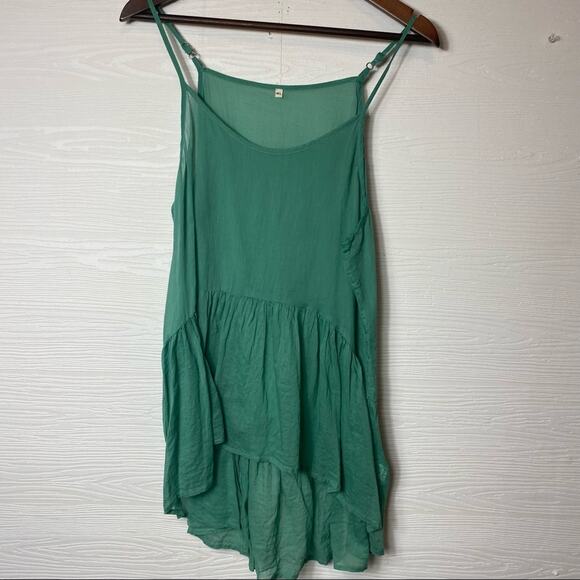 RHUM & RAISIN Teal Eyelet layer Tunic Boho Bohemian M/L - Picture 8 of 11